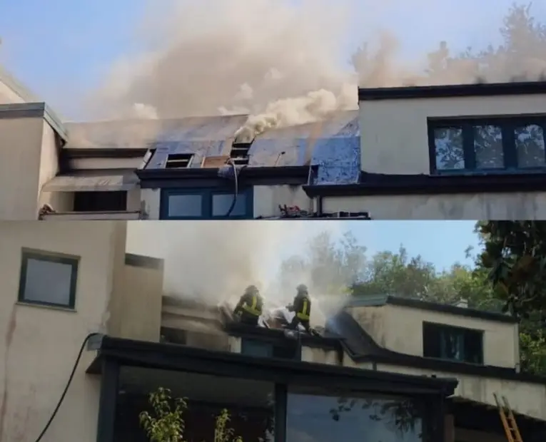 Tetto in fiamme oggi a Caserta