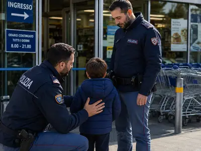 Polizia davanti supermercato