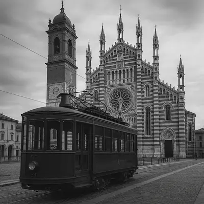 Un tram che attraversa Monza