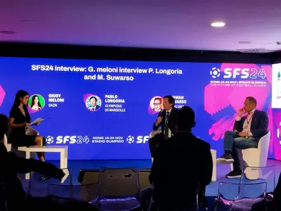 Giusy Meloni con Pablo Longoria e Mirwan Suwarso.