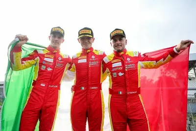 I campioni d'Italia GT Endurance: Leclerc, Mosca e Fisichella