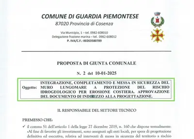 Delibera comune Guardia Piemontese