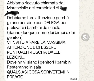 Il testo del messaggio