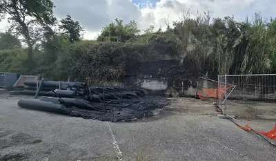 Incendio al cantiere Maione Terminal bus