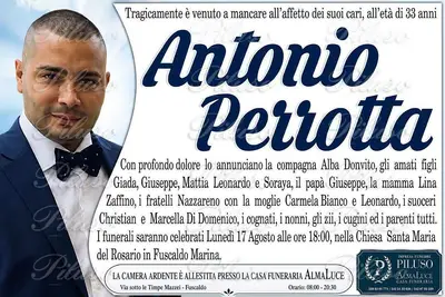 Manifesto funebre Antonio Perrotta