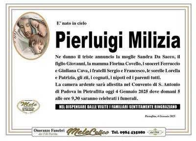 Manifesto mortuario di Pierluigi Milizia