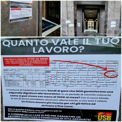 USB Cosenza lavoratori in subappalto