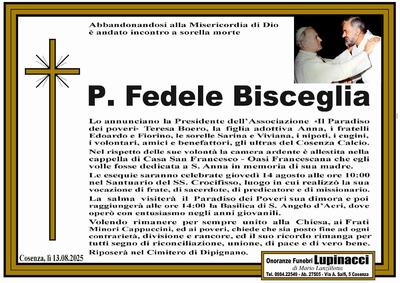 Il manifesto che commemora Padre Fedele