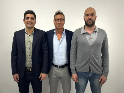 Da sinistra: Haris Louris, il ds Marcello Pizzimenti e Francesco Panfili