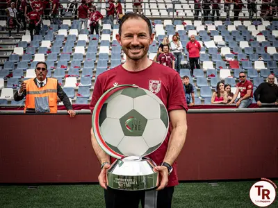 Un sorridente Malpeli dopo la vittoria del campionato di Serie C 2022/23 - foto Silvia Casali