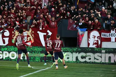 L'esultanza dei tifosi granata dopo la rete di Bianco - foto AC Reggiana