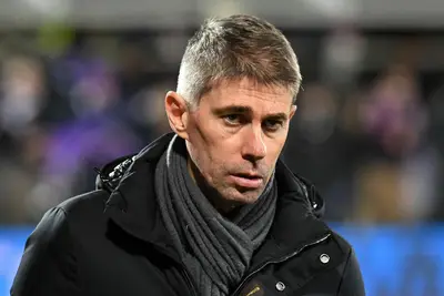 Frederic Massara of AC Milan looks on during the Serie A match between ACF Fiorentina and AC MIlan at Stadio Artemio Franchi on March 04, 2023 in Florence, Italy
