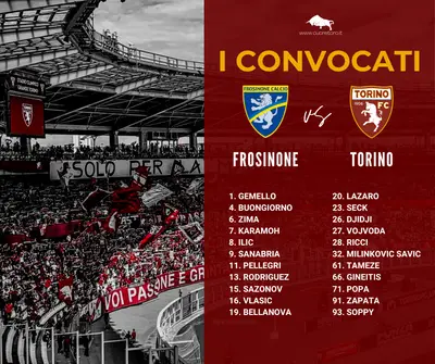 Frosinone-Torino: i convocati