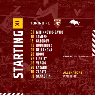 Formazione Torino Salernitana