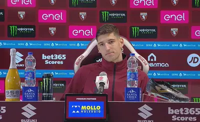 Matteo Prati in conferenza stampa al termine di Torino Lecce