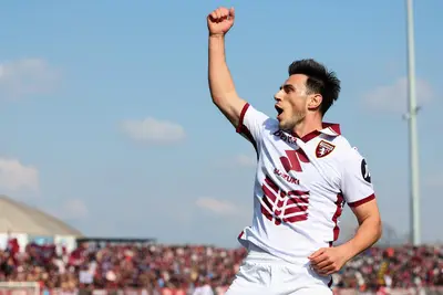 Elmas of Torino celebrates after scoring his team's first goal during the Serie A match between Monza and Torino at U-Power Stadium on March 02, 2025 in Monza, Italy.
