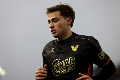 Gaetano Oristanio of Venezia looks on during the Serie A match between Venezia and Cagliari at Stadio Pier Luigi Penzo on December 22, 2024 in Venice, Italy.