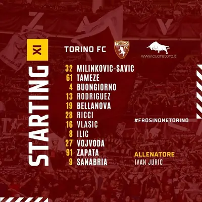 Frosinone-Torino formazioni ufficiali