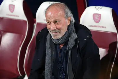 SALERNO, ITALY - FEBRUARY 19: Walter Sabatini US Salernitana Sports director during the Serie A match between US Salernitana and AC Milan at Stadio Arechi on February 19, 2022 in Salerno, Italy.