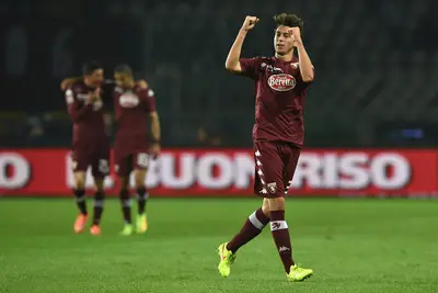 Matteo Darmian of Torino FC celebrates after scoring the opening goal during the Serie A match between Torino FC and Parma FC at Stadio Olimpico di Torino on October 29, 2014 in Turin, Italy.