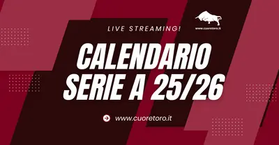 Calendario Serie A 25/26 con le partite del Torino