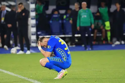 Ardian Ismajli of Empoli FC shows his dejection during the Serie A match between Empoli and Verona at Stadio Carlo Castellani on May 25, 2025 in Empoli, Italy.