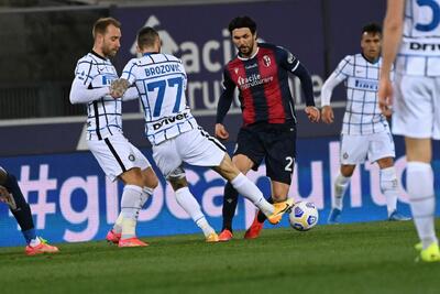 Roberto Soriano e Marcelo Brozovic durante Bologna-Inter (ph. bolognafc.it)