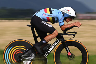 Remco Evenepoel nel corso del Mondiale a cronometro da lui vinto © UCI