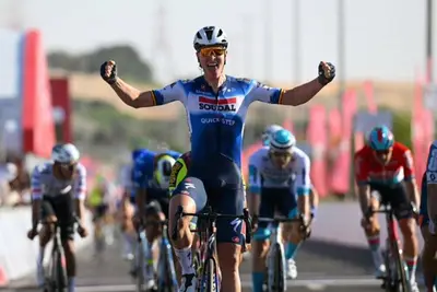Tim Merlier al secondo successo all'UAE Tour 2024 © Twitter Soudal-Quick Step
