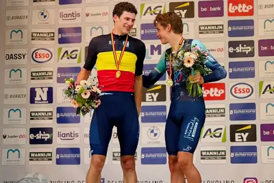 Alec Segaert sul podio del campionato belga ©Bahrain-Victorious