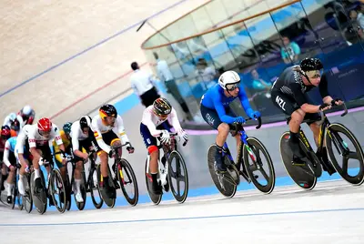 Elia Viviani impegnato nell'Omnium olimpico a Parigi 2024 © Ferraro CONI
