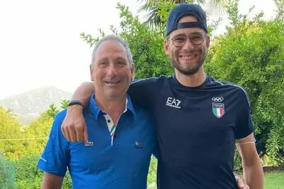 Filippo Ganna e papà Marco, ex canoista olimpico © Corriere della Sera