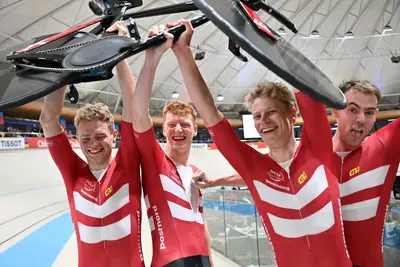 Il quartetto danese vince per la terza volta consecutiva il titolo mondiale ai Mondiali su pista 2025 ©SWpix
