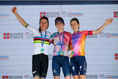 Il podio della quarta tappa del Giro Donne ©Movistar Team-GettySport