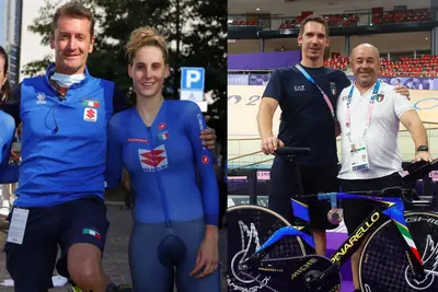 Dino Salvoldi con Vittoria Guazzini ©Federciclismo Diego Bragato con Marco Villa ©Diego Bragato via IG
