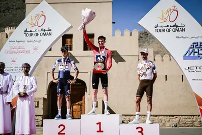 Il podio della scorsa edizione: Jorgenson, Vansevenant e Bouchard © Tour of Oman