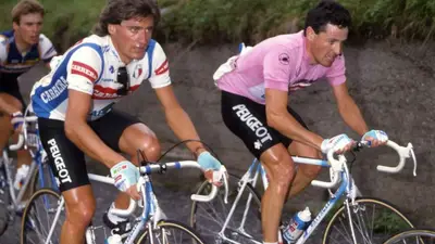Roberto Visentini e Stephen Roche, rivali di squadra al Giro d'Italia 1987