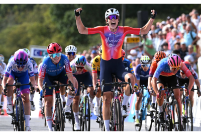 La gioia di Mischa Bredewold sul traguardo di Plouay ©Team SD Worx-GettySport