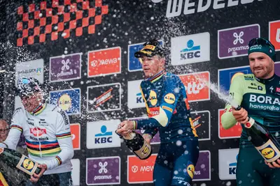 Il podio della Gent-Wevelgem 2024 © Lidl-Trek/Zac Williams