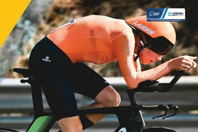 Europei 2024: Michiel Mouris, nuovo campione juniores a cronometro, durante la sua prova © UEC Cycling