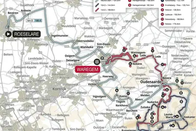 Il percorso della Dwars door Vlaanderen ©procyclingmaps via IG