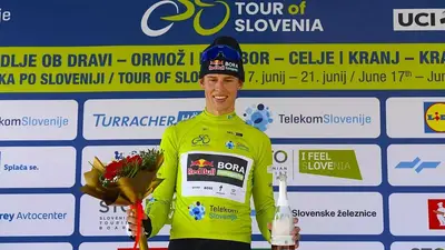 Laurance Pithie festeggia la seconda vittoria al Tour of Slovenia © Domestique/CorVos