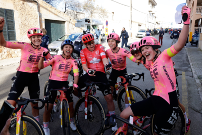 Le EF festeggiano la vittoria di Noemi Rüegg, la prima in assoluto per il team ©EF Education Cannondale-Sprint Cycling