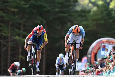 La volata tra Giulio Ciccone e Oscar Onley per la vittoria della seconda tappa della Vuelta a Burgos 2026 © Lidl-Trek / GettySport