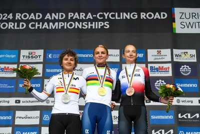 Il podio del Campionato del Mondo Donne Junior 2024 © UCI via X