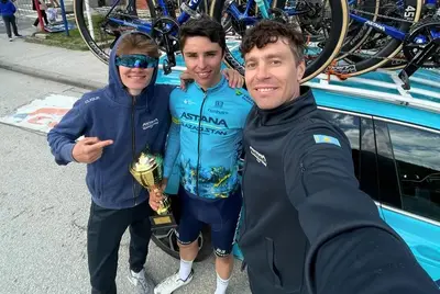 Davide Toneatti festeggiato dopo la vittoria alla Belgrade Banjaluka © Sergey Renev