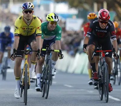 Wout Van Aert sul traguardo di Tavira ©robertobettini/sprintcycling