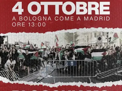 Il volantino che preannuncia manifestazioni nel corso del Giro dell'Emilia 2025