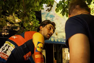 Giulio Ciccone dopo l'arrivo di ieri ©Lidl-Trek/@hardyccphotos