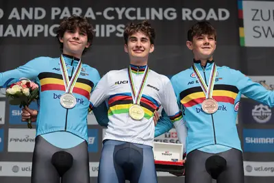 Il podio dei Campionati Mondiali a Cronometro Junior 2024 © UCI via X